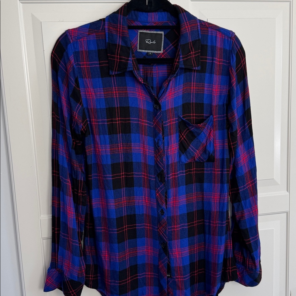 Rails Blue and Red Plaid Shirt - Picture 2 of 5